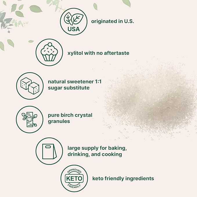 Xylitol Sweetener 6 Pounds Natural Sweetener 1:1 Sugar Substitute and Low Calorie Great for Baking and Cooking No After Taste Keto Friendly
