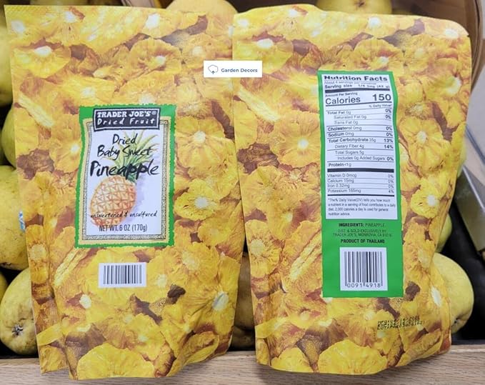 Trader Joe's2 Trader Joe’s Dried Fruit Dried Baby Sweet Pineapple Unsweetened &amp Unsulfured 6oz 170g (Two Bags)