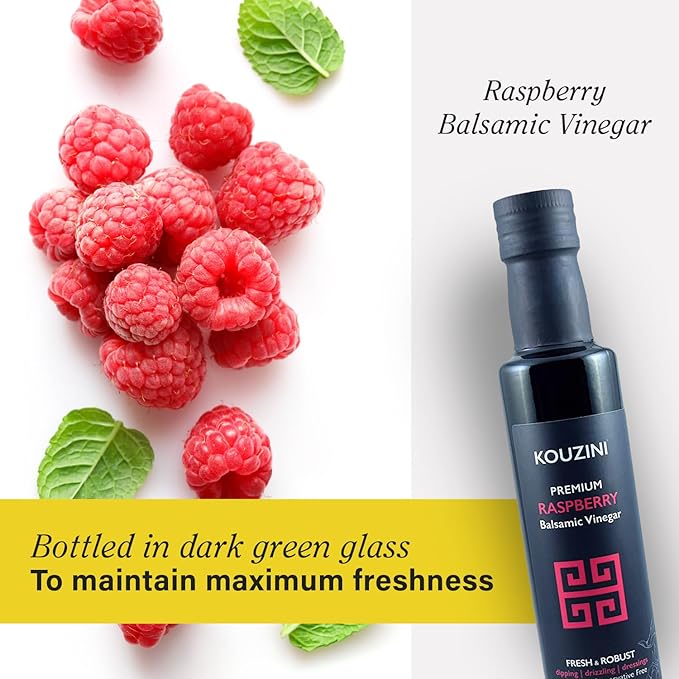 Kouzini Ultra Premium Raspberry Balsamic Vinegar Aged Balsamic Vinegars from Modena Italy Premium Smooth &amp Full-Bodied Flavor 250ml Bottle