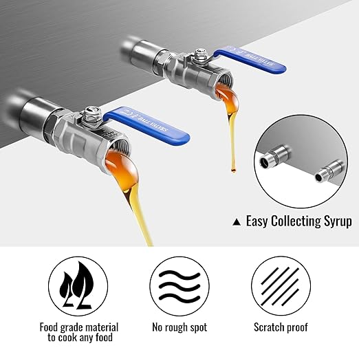 Maple Syrup Evaporator Pan Stainless Steel Maple Syrup Boiling Pan with Valve and Thermometer Sap Evaporator for Boiling Maple Syrup 16 x 30 x 9.5 Inch