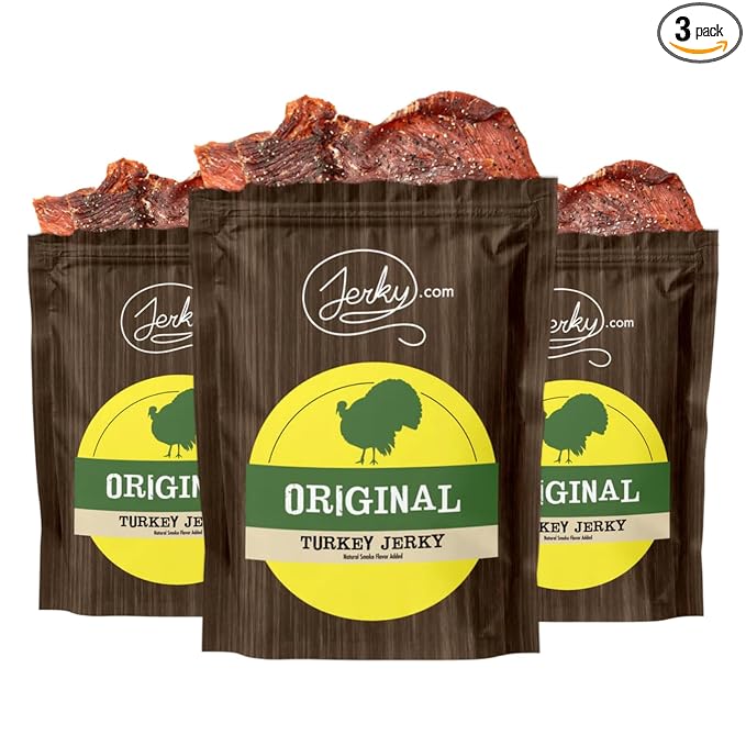 Jerky.com's Original Turkey Jerky - 3 PACK - Try Our Best Tasting Turkey Jerky Made From Whole Muscle Turkey Breast - No Added Preservatives No Added Nitrates and No Added MSG - 7.5 total oz.