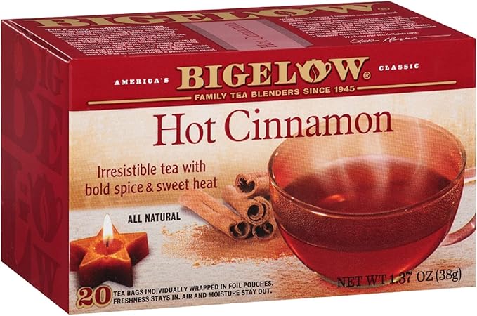 Bigelow Hot Cinnamon Black Tea Bags 18 Count Box (Pack of 6) Caffeinated Black Tea 108 Tea Bags Total