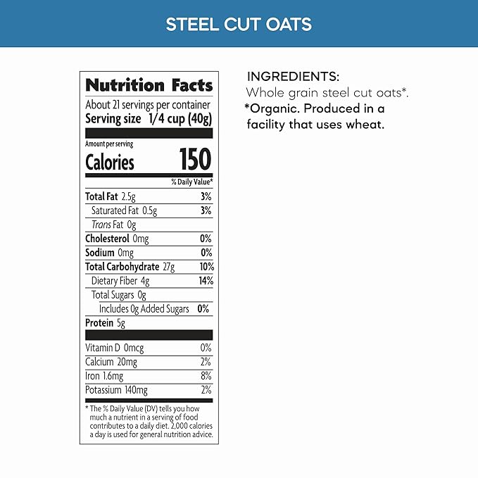 Nature's Path Organic Steel Cut Oats Instant Oatmeal 30 oz (Pack of 6) Non-GMO