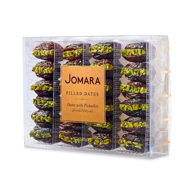 Jomara Organic Dates with Pistachio 14oz (400g) | Healthy Dried Fruit | Fiber and Antioxidants Natural Source | Vegan Gluten Free Paleo | (Pack of 1)