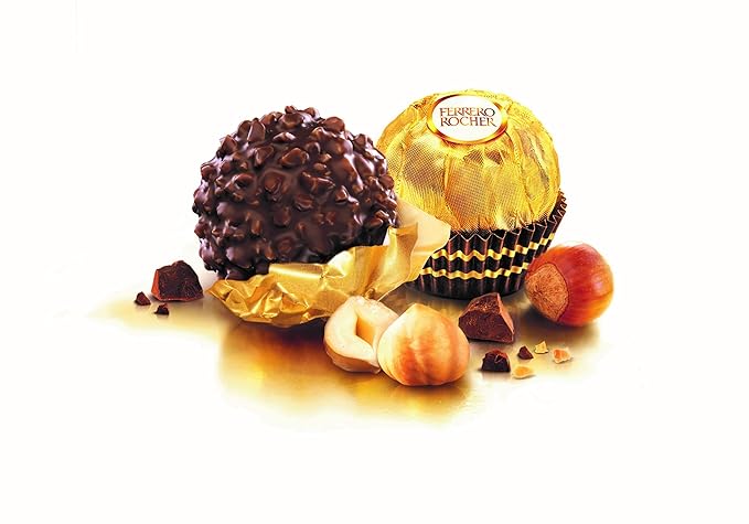 Ferrero Rocher Chocolate Gift Set Hazelnut and Milk Chocolate Pralines Box of 42 Pieces