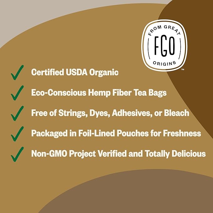 FGO Organic Pu'erh Tea 100 Count Eco-Conscious Black Tea Bags Resealable Bag Packaging May Vary (Pack of 1)