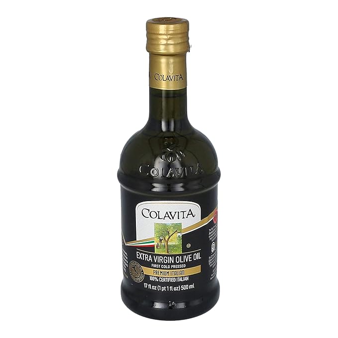Colavita Premium Italian Extra Virgin Olive Oil 17 oz (Pack of 2) Glass Bottles