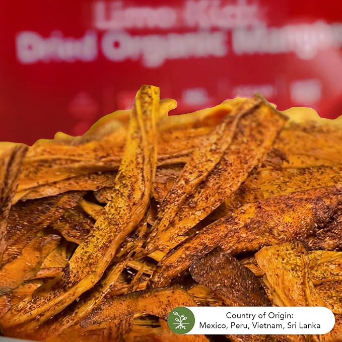 Earthside Farms - Dried Organic Mangoes Lime Kick Dried Mangoes Sweet and Spicy Gluten Free No Sugar Added Non GMO Organic Vegan Snack Naturally Sweet and Flavorful (2.8oz 6 pack)