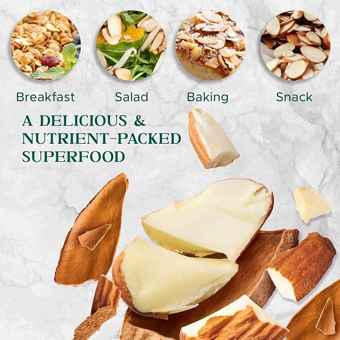 Premium Raw Unsalted Sliced Almonds 32oz (2 lb) | Superior Gourmet Quality | Batch Tested Gluten &amp Peanut Free | Non-GMO | No PPO | Unblanched for Maximum Nutrition &amp Flavor
