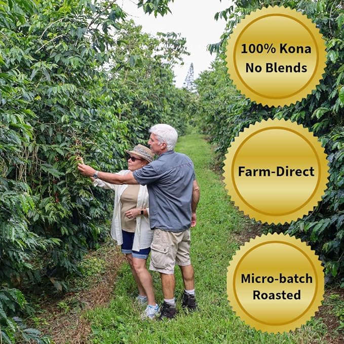KONA EARTH 100% Kona Premium Coffee Medium Dark Roast Whole Bean 5 lb (80 oz) Farm-Direct Authentic Hawaiian Kona Coffee beans from Hawaii’s Big Island Micro-Batch-Roasted