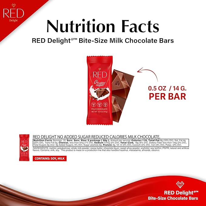 RED Delight®™ 100 Piece Chocolate Gift Box (100 Piece Gift Box w/Bite Size Bars Milk Chocolate)