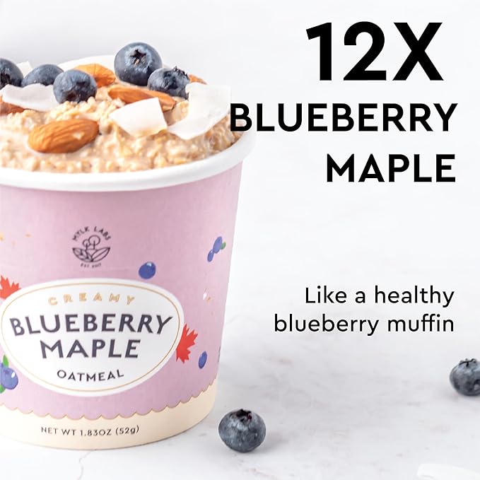 Mylk Labs Blueberry Maple Protein Oatmeal Cups Whole Grain Low Sugar High Fiber Breakfast with Superfoods Quick &amp Easy On the Go Instant Oatmeal Rolled Oats Gluten Free Vegan Nut Free 1