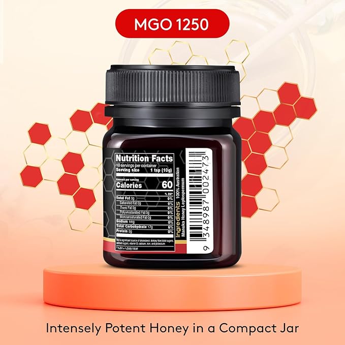 Nature’s Gold Raw Manuka Honey Certified High MGO | Authentic MGO 100% Pure Genuine Traceable Hive to Home | MGO 1250+ Flavor | 3.5 Ounce (Pack of 1) Size