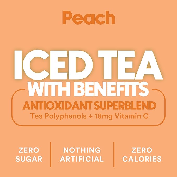 Ryl Iced Tea Peach Antioxidant Superblend Zero Sugar Low Carb Zero Calorie Iced Tea 16.0 Fl Oz (12-Pack)