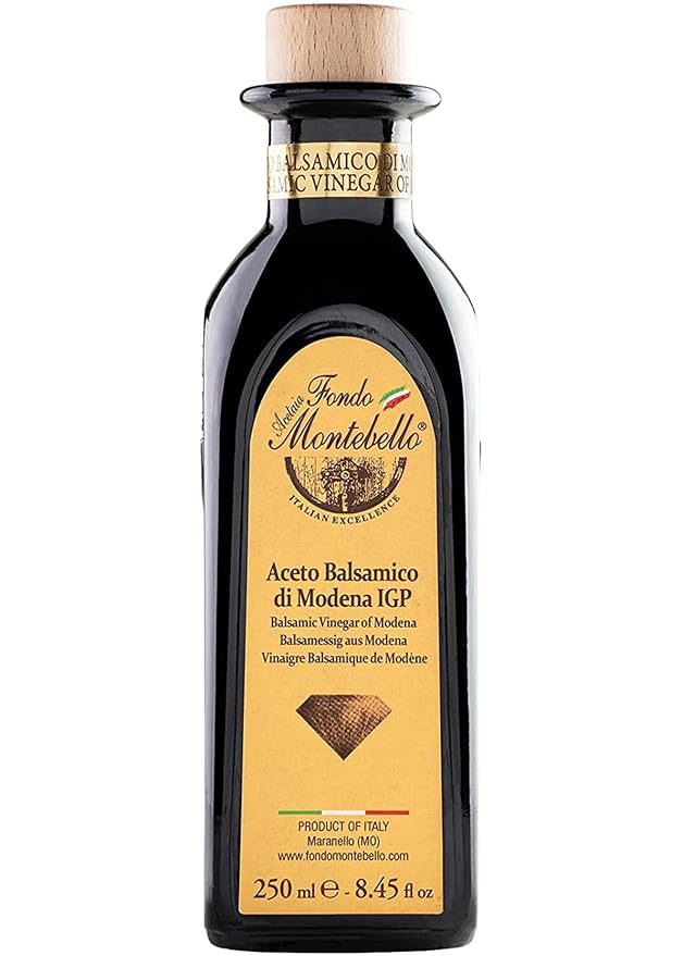 Balsamic Vinegar of Modena 8.45 fl.oz. (250ml) FONDO MONTEBELLO IGP-Certified Dense and Delicious Balsamic Vinegar Perfect for Salads Meats and Desserts - Product from Italy