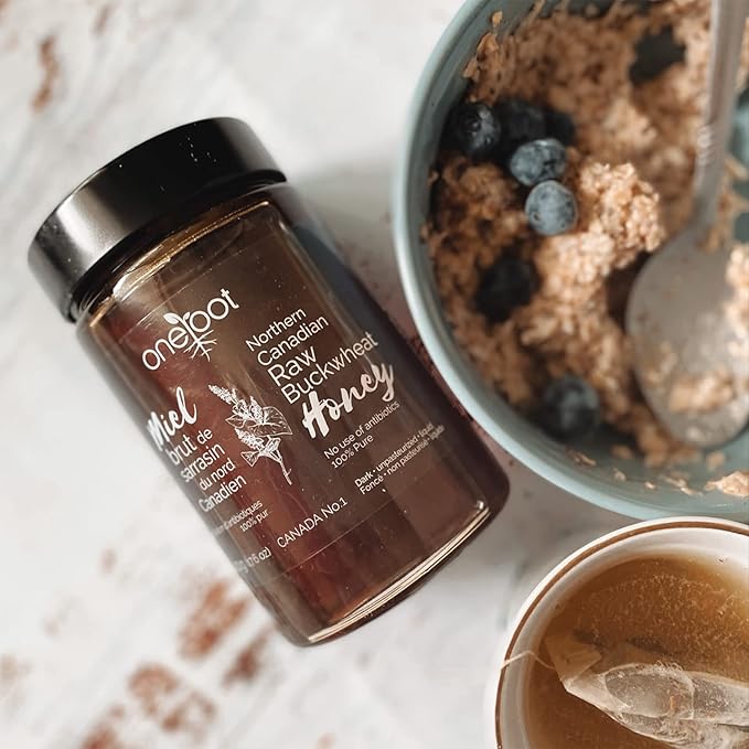OneRoot Raw Buckwheat Honey – 500g / 17.6oz Unheated &amp Unprocessed Dark – Nutrient-Rich Antioxidant-Packed Natural Sweetener – Pure &amp Unfiltered Honey
