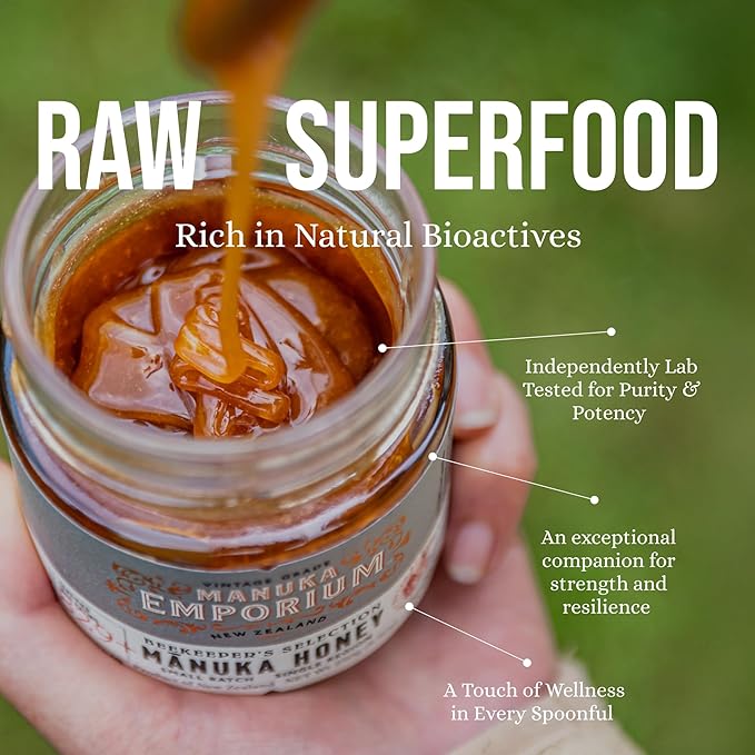 Manuka Emporium Raw Manuka Honey Bundle | MGO 829+ Jar (8.8oz) &amp 24 MGO 263+ Single-Serve Packets | Certified Monofloral New Zealand Honey for Daily &amp Advanced Wellness