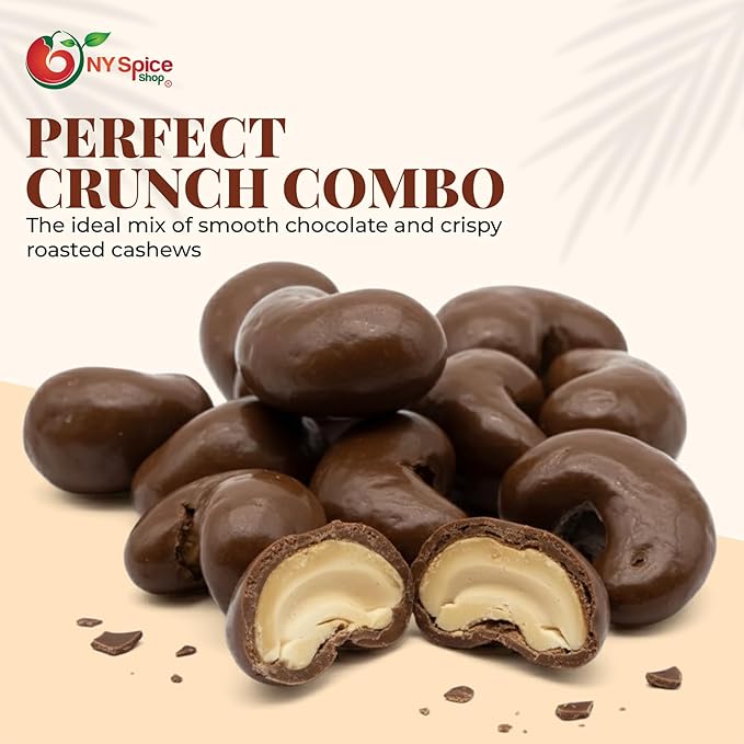 NY Spice Shop Dark Chocolate Covered Cashews - 3 Pound Bulk Sweet &amp Crunchy Chocolate Cashews Snack - Chocolates Treats for Festive Parties Dessert Topping &amp Celebration Tables