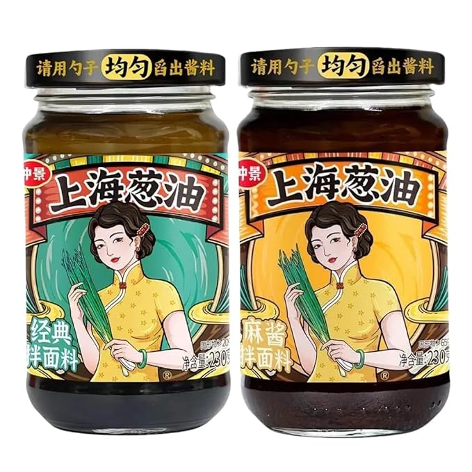 Scallion Oil Noodle SaucSesame Scallion Oil Noodle SauceAuthentic Chinese Flavor Ready-to-Use Stir Fry Sauce for Noodles Rice &amp Dumplings 8.4oz/240g (Two bottle combination pack)