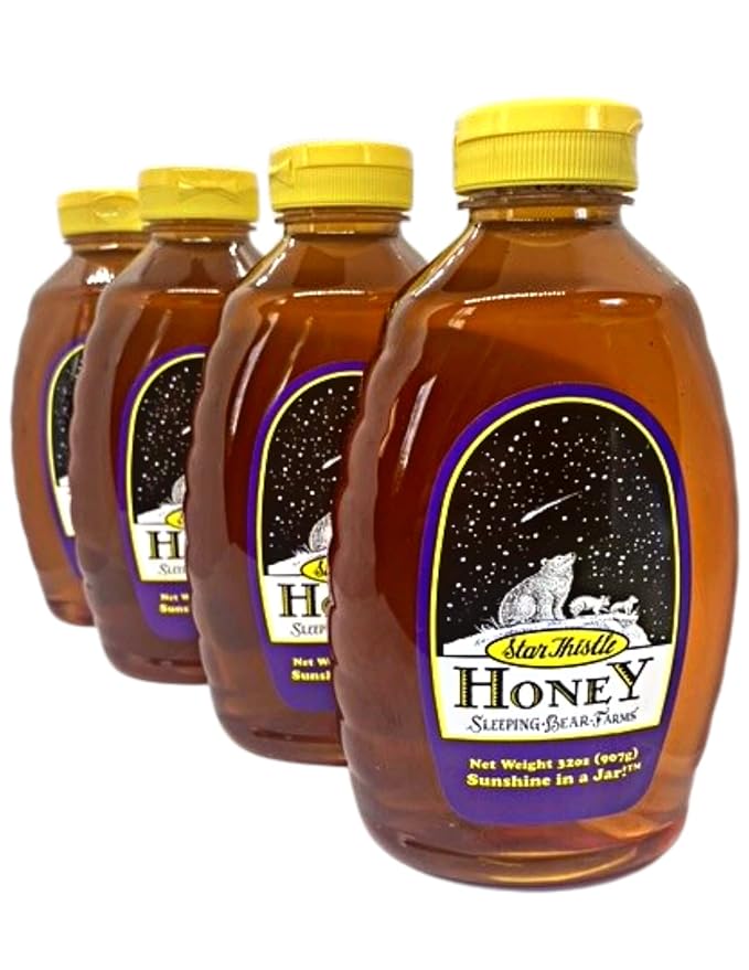 Star Thistle Honey 32oz. Bottle - Case of 12 Bulk Wholesale Honey Unpasteurized Unblended No Additives Pure Michigan Honey