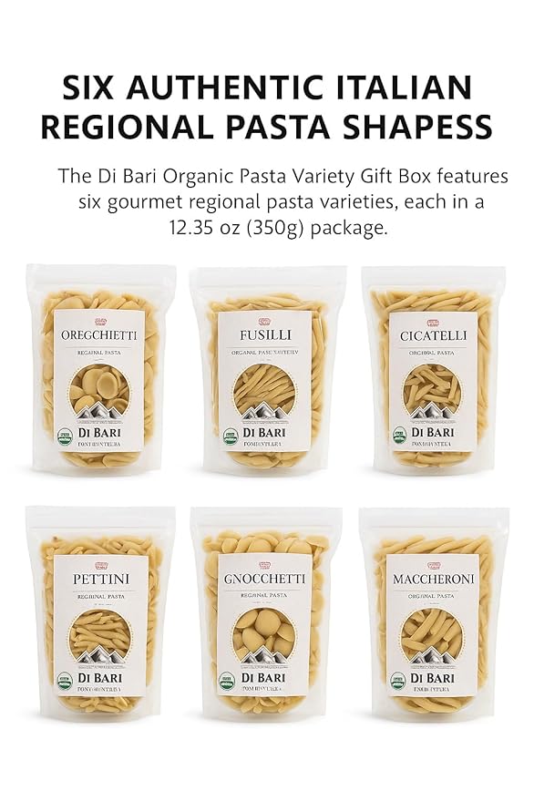 Pasta Italiana Organic Italian Pasta Gift Box - 5 Gourmet Artisan Varieties Made in Italy Premium Gift Set with Elegant Packaging