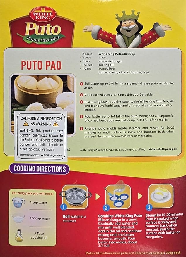 Pinoy Favorites - White King - 2 Creamy Hot Cake 2 Hot Cake Ube 2 Bibingka Mix &amp 2 Puto Mix - (400g) - 8 Boxes