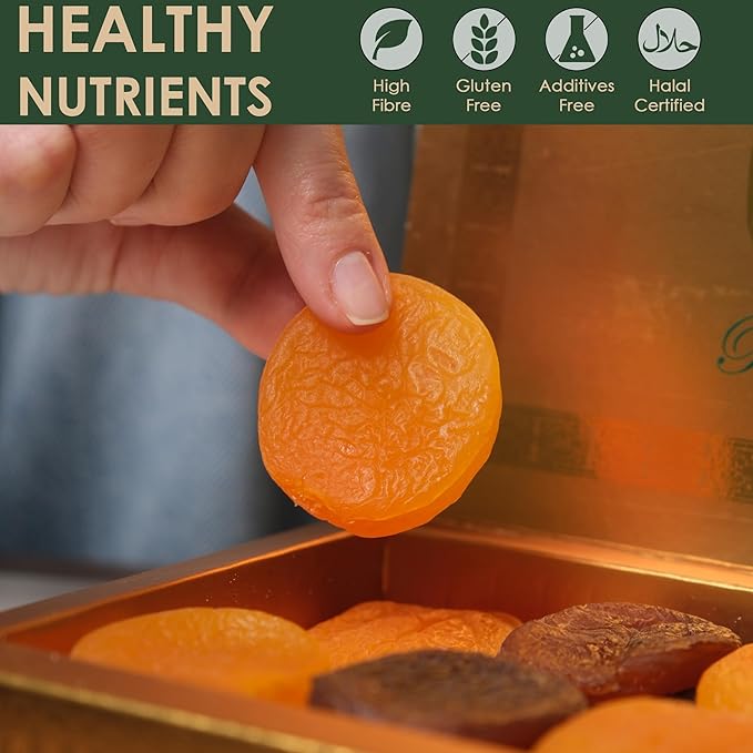 Premium Turkish Dried Apricots – Dark and Yellow Sun Dried Apricots Naturally Sweet No Sugar Added Healthy Snack 17.6 oz (500g)