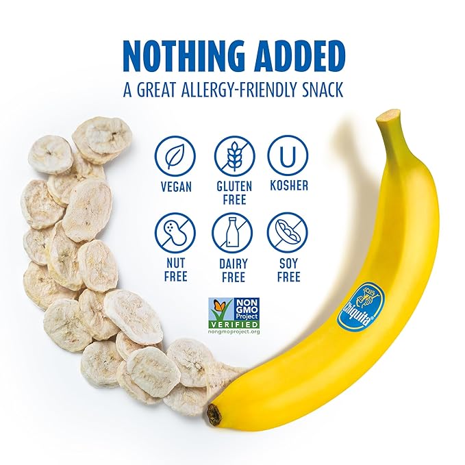 Brothers All Natural Freeze Dried Fruit Crisps Chiquita Banana 2 Oz (Pack of 8) Made with 100% Fruit Gluten Free Soy Free Vegan Healthy Snack Resealable Pouch