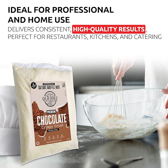 OldSoul Professional Taiyaki Waffle Mix | GLUTEN FREE | Crispy | Chocolate Flavor | 10 Lbs | 168 Waffles (10 Lbs Gluten Free)