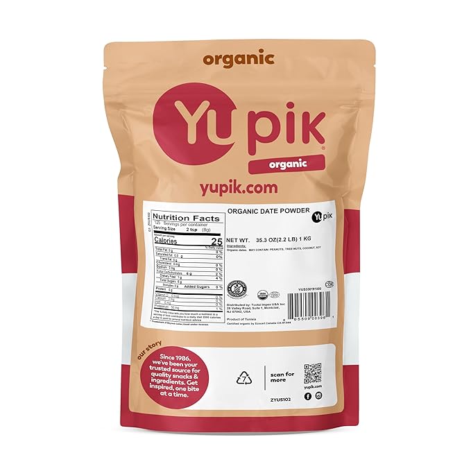 Yupik Organic Ground Date Powder (Meal) 2.2 lb Non-GMO Vegan Gluten-Free