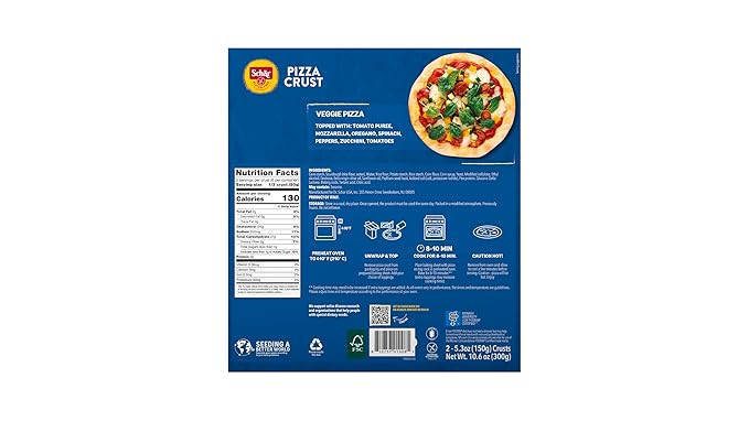 Schär Gluten-Free Pizza Crusts 4-Pack – Pre-Baked Crispy &amp Tender Perfect for Custom Pizzas No Artificial Preservatives Quick &amp Easy Gluten-Free Pizza Making at Home