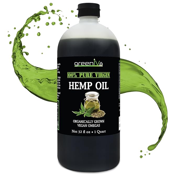 GreenIVe Hemp Oil 32oz Bottle (946mL) Natural Hemp Seed Oil Cold-Pressed Vegan Non-GMO Bottled in USA