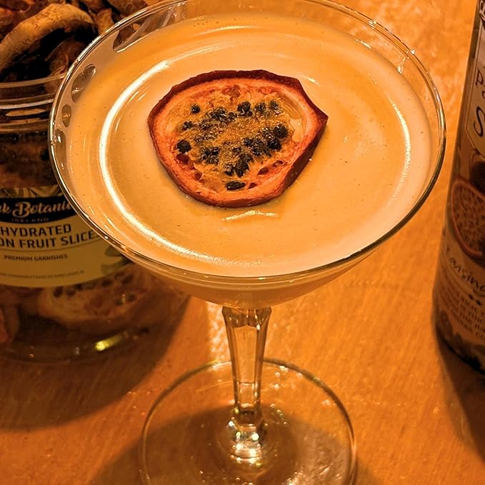 Dehydrated Dried Passion Fruit Slices | 50+ Slices | 100% Natural | Passion Fruit For Garnishing Cocktails Mocktails Cakes | 95 Grams 3.35 oz | PET Recyclable Jar | Drink Botanicals Ireland