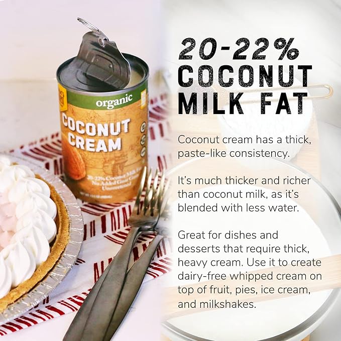 Organic Coconut Cream – NO GUAR GUM Unsweetened 20–22% Fat 13.5 oz (12-Pack) | Nature’s Greatest Foods