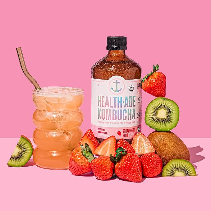 Health-Ade Kombucha Tea Organic Drink Fermented Tea with Living Probiotics Detoxifying Acids Supports Gut Health Non-GMO Vegan Gluten Free 12 Pack (16 Fl Oz Bottles) Glow Up Variety Pack