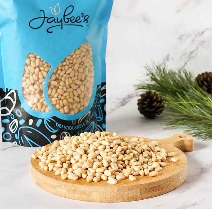 Raw Pine Nuts 1 Pound | Whole Natural Unsalted Pignolias | Great for Cooking Baking Salads Pesto Sauce Roasting | Vegan Keto Paleo Friendly | Jaybee's