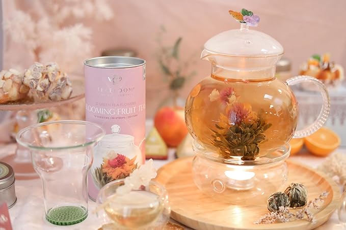 Teabloom Fruit Blooming Teas – 12 Unique Flower Varieties of Tea in 12 Delicious Fruit Flavors – Each Flowering Tea Ball Steeps Up to 3 Times