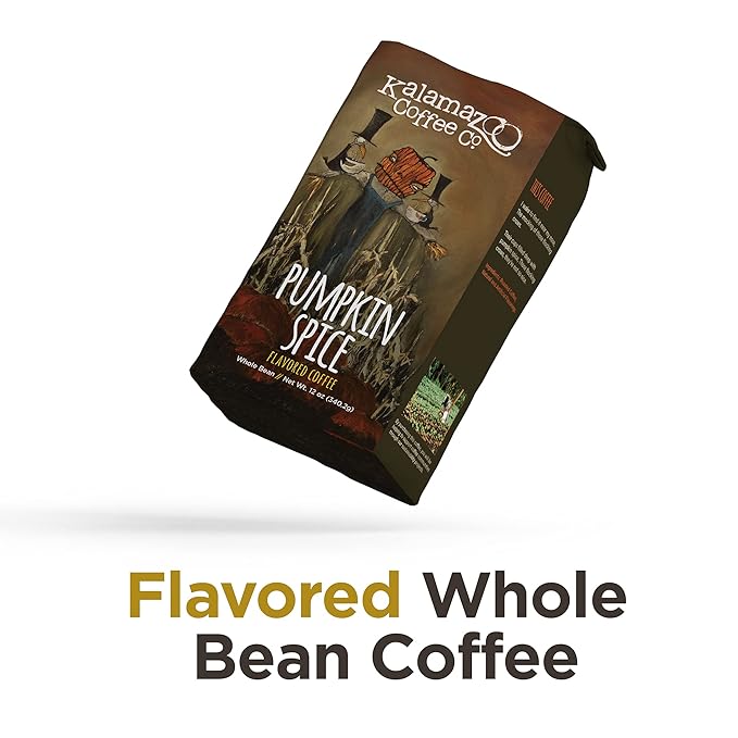 KALAMAZOO COFFEE COMPANY Pumpkin Spice Whole Bean Coffee - Seasonal Flavored Coffee | 12oz Bag (3 Pack)