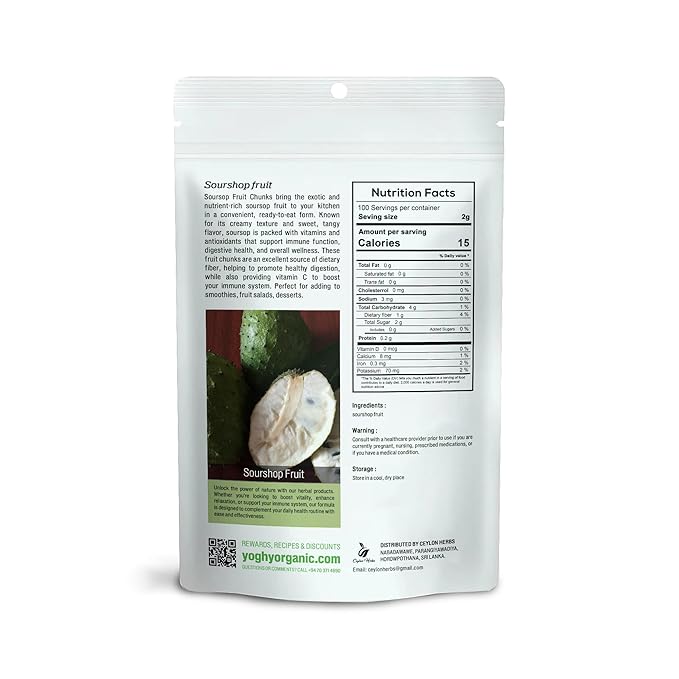 200g Soursop Fruit Chunks - Pure Naturally Dried for Snacks Smoothies and Culinary Use Healthy Dried Fruit