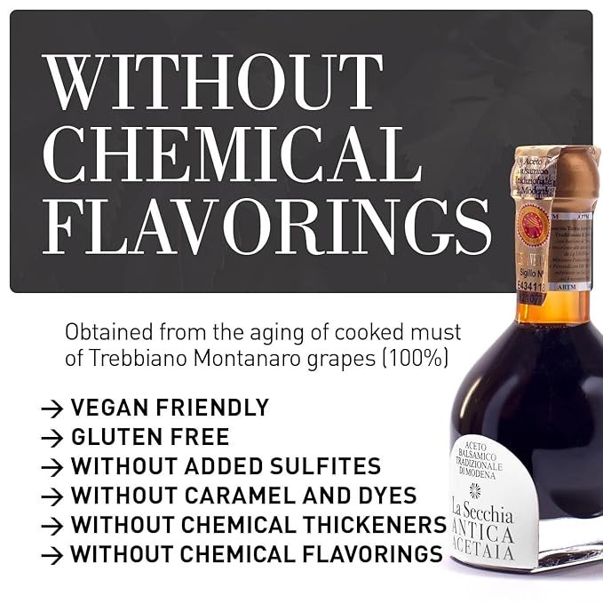 La Secchia - 1959 Traditional Extra Aged 60 Years Old Balsamic Vinegar of Modena DOP 100ml Bottle with a Glass Blown Spout Top and a 64 Page Cookbook Italian Balsamic Vinegar Aged