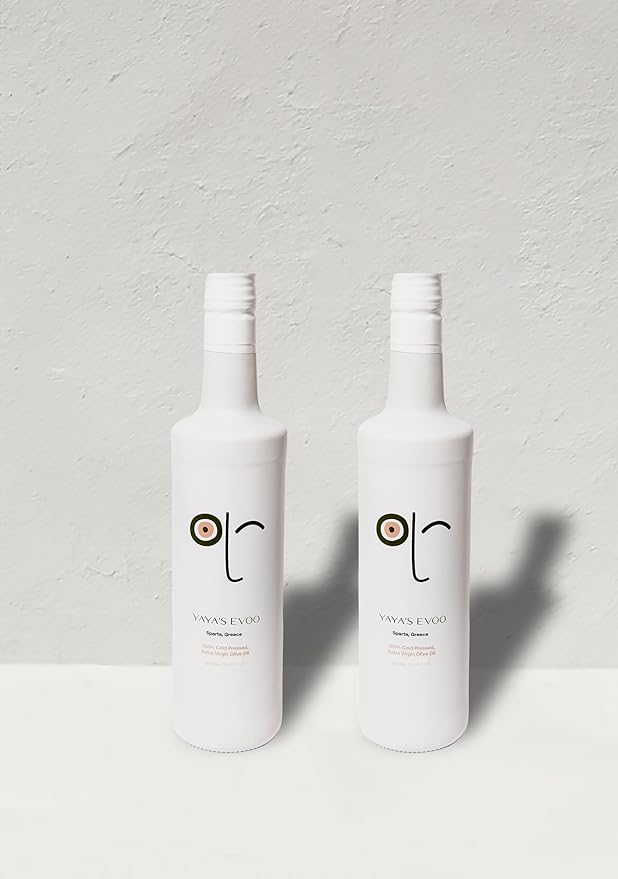 YAYA'S EVOO - Cold Pressed Extra Virgin Olive Oil Staight from Greece. 100% Pure EVOO Natural Superfood High Antioxidant Polyphenol Rich (500ml 2 - Bottles)