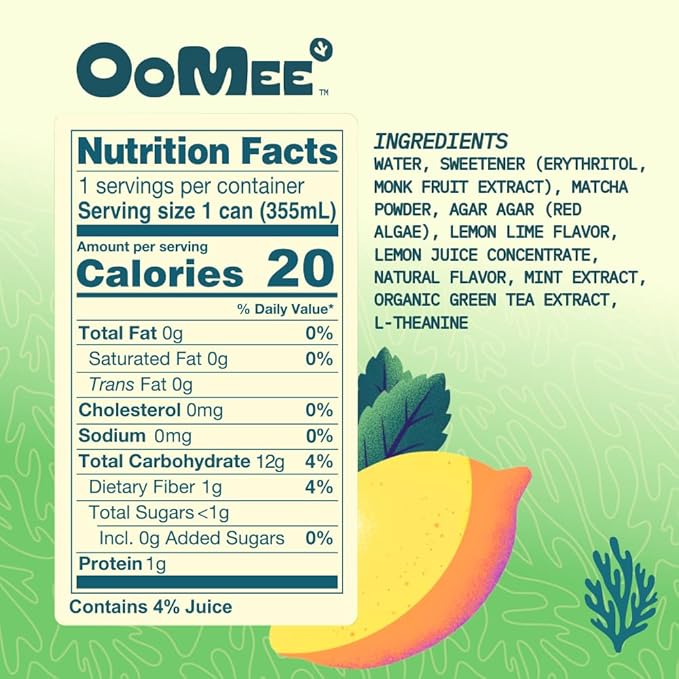 OoMee Fruity Matcha Drink Variety Pack | Berry Lemon Mint &amp Passionfruit‑Yuzu | Fruit‑Infused Plant‑Based Vegan Beverage – Sustained Energy Natural Craving Support Low‑Calorie No Added Sugar