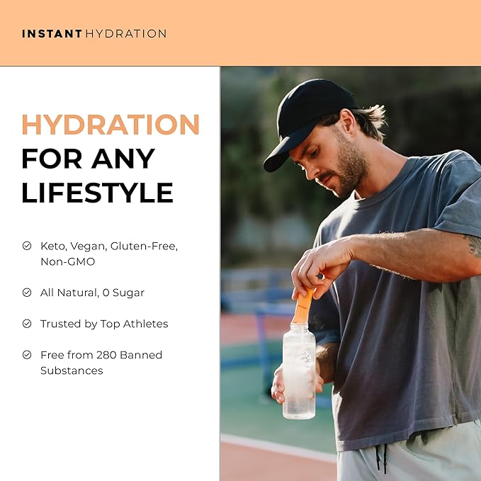 Instant Hydration Electrolytes Powder Packets - Citrus Orange Drink Mix - Zero Sugar - Keto Vegan Gluten-Free Non-GMO - Boost Recovery Brain Health Muscle &amp Tissue Support- 30 Sticks