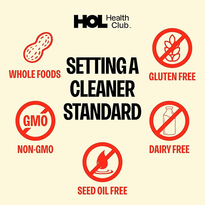 HOL Bone Broth Protein Bars - Peanut Butter Cacao - 20g Whole-Food Protein - Natural Energy Snack Made with Real Ingredients - Gluten-Free No Artificial Additives - Great On-the-Go Fuel - 12 Pack
