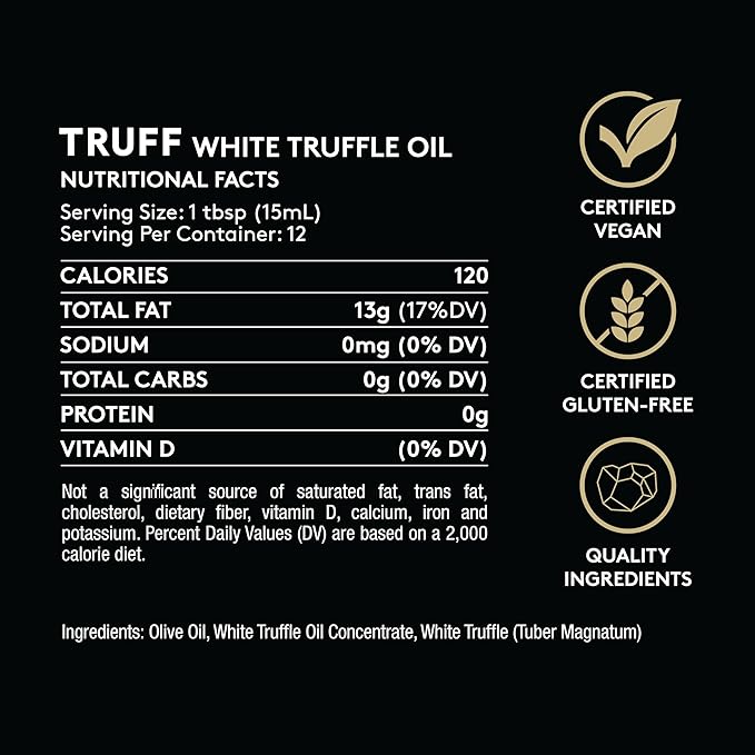 TRUFF White Truffle Oil - White Truffle Infused Olive Oil - Gourmet Dressing Seasoning Marinade or Drizzle Non-GMO Gluten-Free 5.6 fl.oz