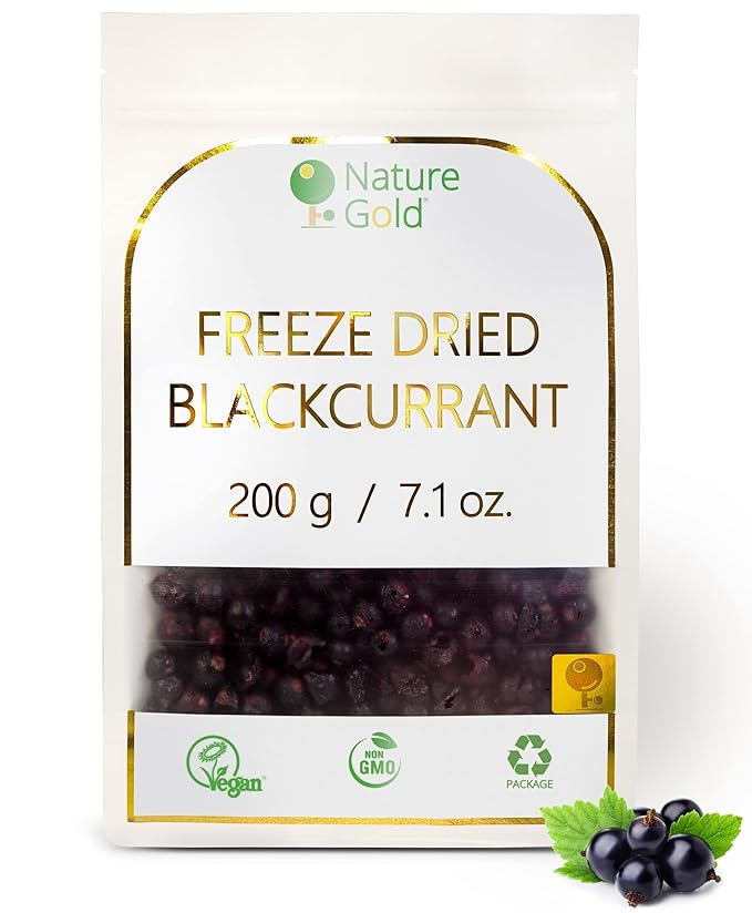 BLACKCURRANT Freeze Dried Whole | 200g - 7.1oz | 100% Natural &amp Vegan | No-GMO | Without Sugar and Any Additions ~*~