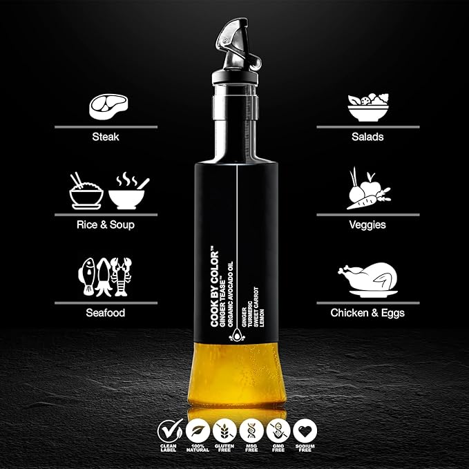 Flavored Cold Pressed Avocado Oil for Cooking Organic Avocado Oil Cooking Oil for Keto Vegan Kosher No Sodium GMO MSG or Additives Frying Oil 350 mL 11.8 Fl Oz Ginger Tease Flavor