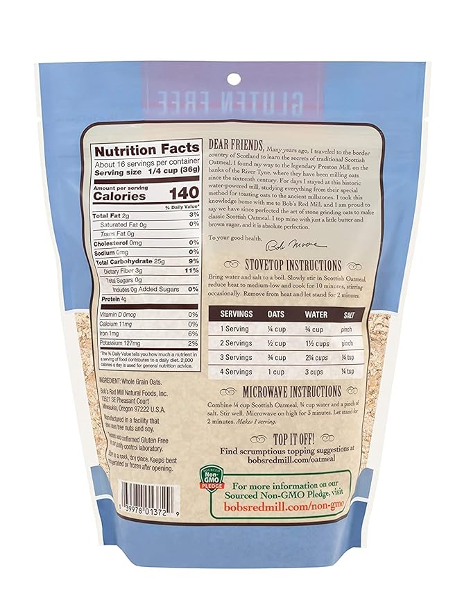 Bob's Red Mill Gluten Free Scottish Oatmeal 20-ounce (Pack of 2)