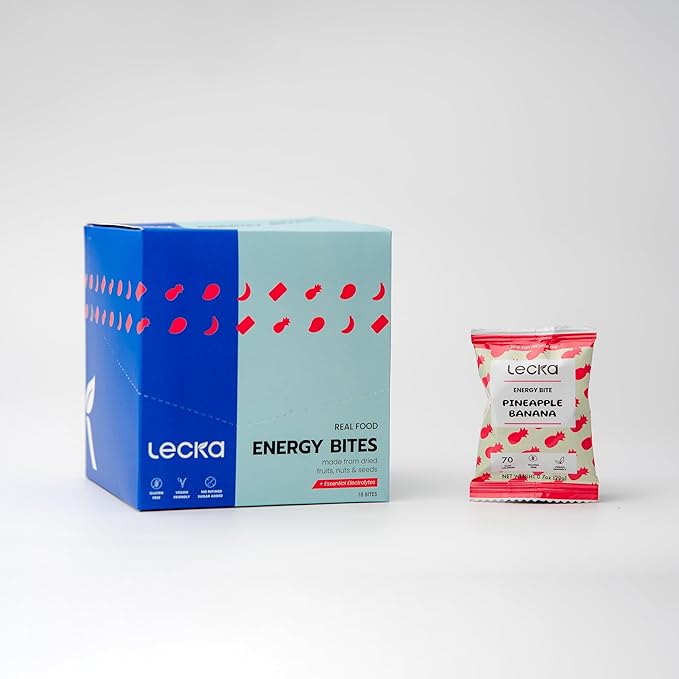 Lecka Energy Bites 18 Bites | Natural Fruit &amp Nut Snack | 20g Mini Energy Bar | Plant-Based No Added Refined Sugar Gluten-Free | Healthy Snack for Athletes Office Kids &amp Travel (Pineapple