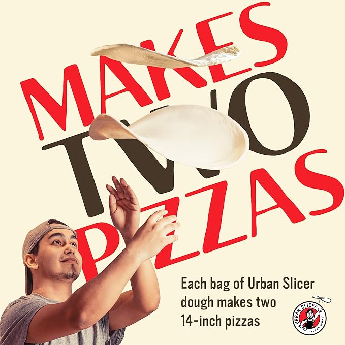 Urban Slicer Pizza Worx - Neapolitan Style Pizza Dough - At-Home Pizza Making Kit for Classic Artisan Crust - 13.4 oz. Bags - 3 Pack - Makes 6 Pizzas